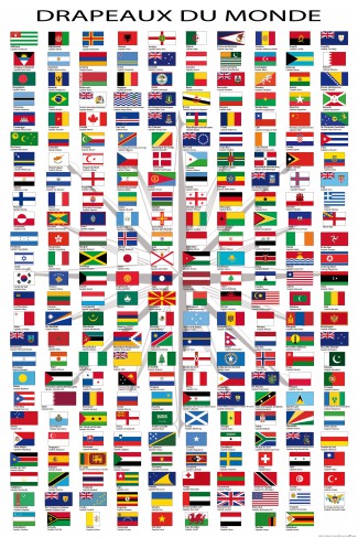 Flags Of The World - Country Names And Capitals, In French - Giant ...